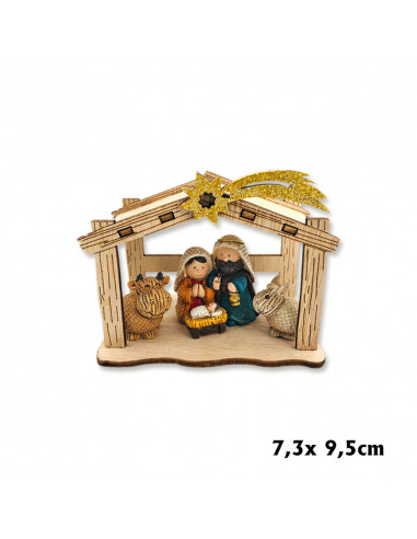 Nacimiento Res 8. 5x5cm Angel Con Sagrada Familia Pt Debajo 3 Figuras Serie Blanca