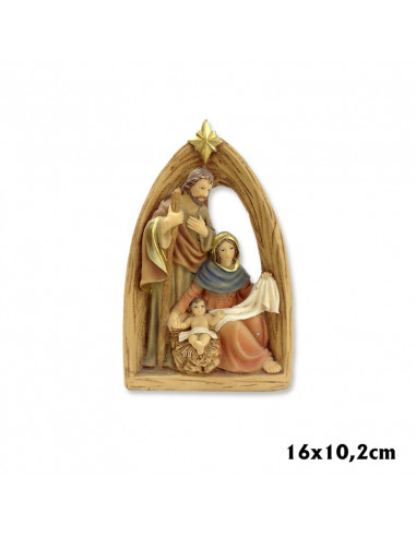 Nacimiento Res 9x6cm Sagrada Familia Infantil Pt Con Pesebre Y Dos Palmeras