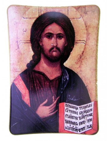 Icono Madera Estampado Tipo Pergamino Pantocrator 15x11cm