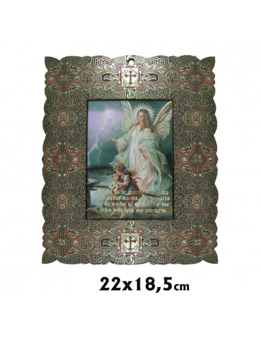 Capilla Rectangular 11x16cm Santa Rita Brillo Oro Marco Decorado Estilo Bizantino