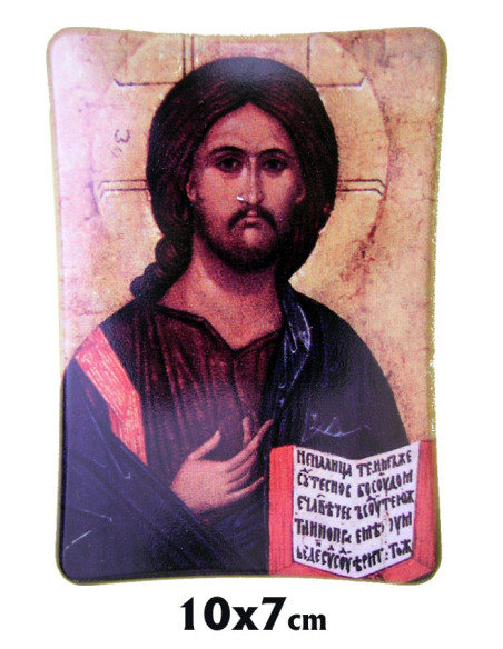 Icono Madera Estampado 9. 5X6. 5Cm Forma Cupula Con Pie Metal Personalizado