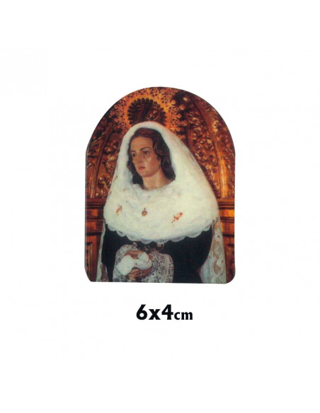 Icono Madera Estampado 6x4cm Forma Cupula Con Pie Metal Personalizado