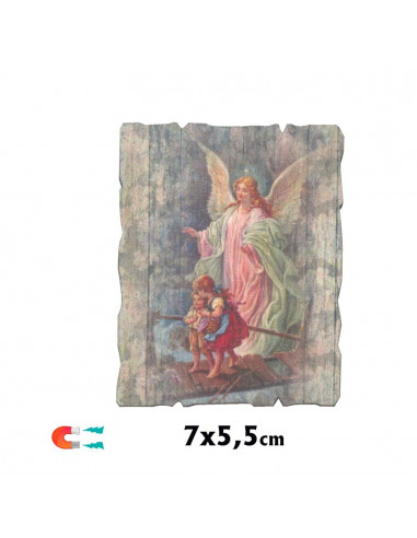 Tabla Madera Oracion Angel De La Guarda 20.5x16 Azul