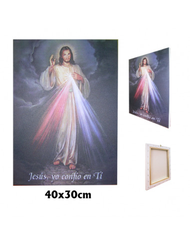 Cuadro Tela Estampada 40x30cm Jesus Misericordioso