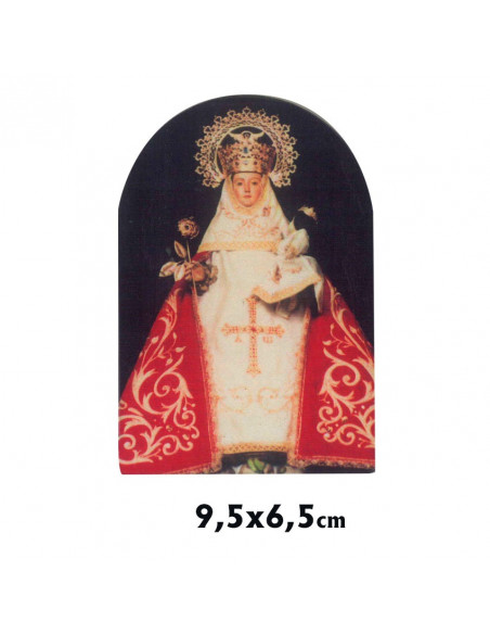 Icono Madera Estampado 9. 5X6. 5Cm Forma Cupula Con Pie Metal Personalizado