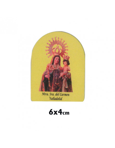 Icono Madera Estampado 6X4cm Forma Cupula Con Pie Metal Personalizado
