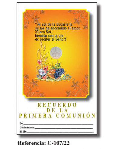Lamina Primera Comunion 21. 5 X 34Cm...