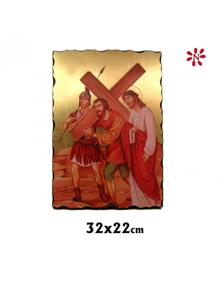 Via Crucis Serigrafiado 32X22cm 15 Estaciones Estilo Envejecido
