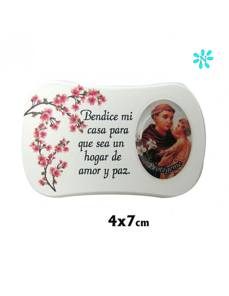 Tabla Madera 7X5. 5 Cm Angel De La Guarda Magnetico Y Con Soporte Trasero