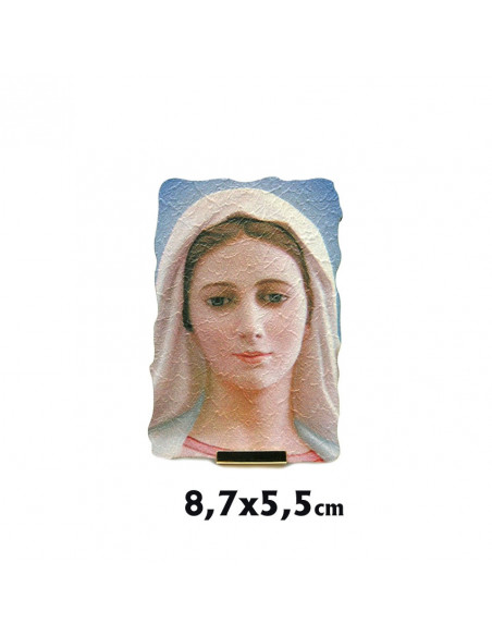 Tabla Tipo Fresco Virgen Paz Medjugorie 8. 7X5. 5Cm Retro Dorado Pie Metal Suelto