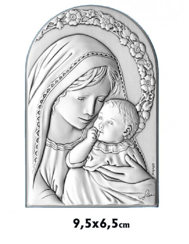 Icono Plata Cupula Virgen Con Niño Chupando El Dedo 9. 5x6. 5cm