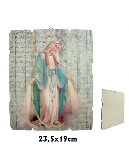 Cuadro Ceramica Virgen Manto Azul Niño Con Corazon Con Impresion En Relieve