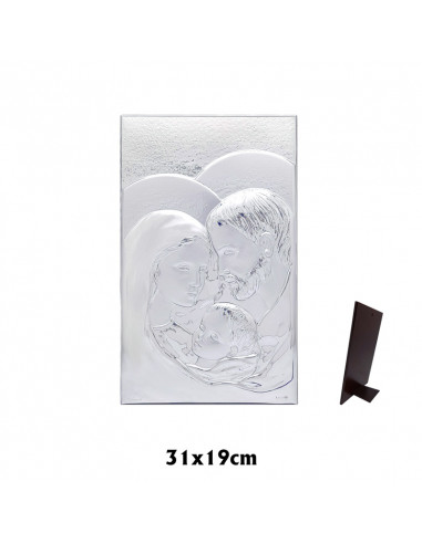 Sobremesa Corazon 7 x 5.5cm Plata Bilaminada Angel con Candil Sobre Tabla con Oracion