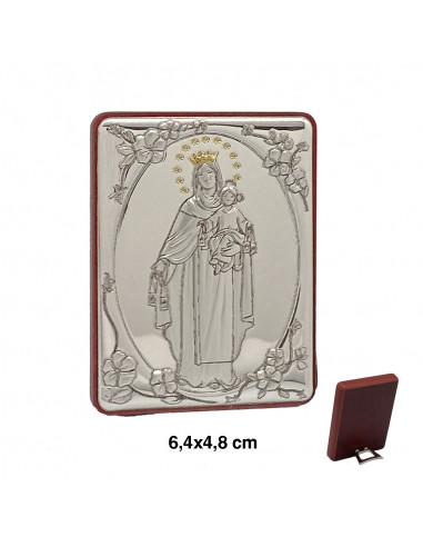 Icono Aluminio 6. 4x4. 8cm Sagrada Familia Bicolor Marco Con Flores