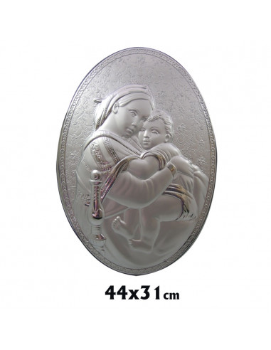 Icono Plata Oval 44x31cm Virgen Con...