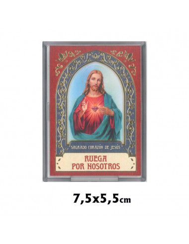 Placa Metacrilato Magnetica 7. 5x5. 5 CM Con Pie Sagrado Corazon De Jesús