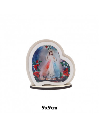 Corazon Sobremesa  Blanco Jesús Confio en Ti 9  x 9cm