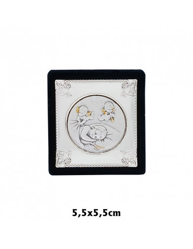 Icono Plata Oval 11X8cm Virgen Y Niño...