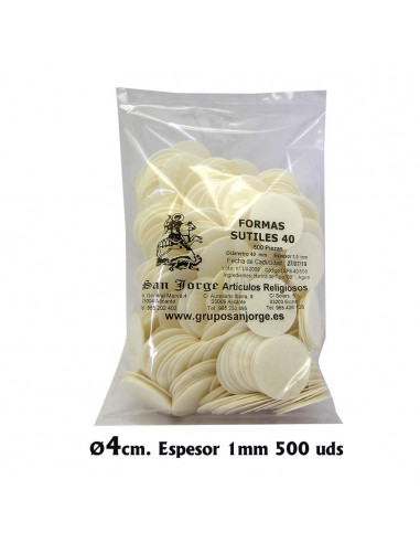 Formas Comulgar Blancas 40mm 1mm Espesor Sutiles Bolsa 500 Unidades