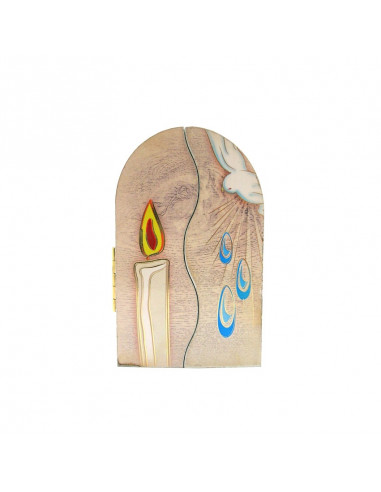 Icono Triptico Madera Bautismo 9X6cm...