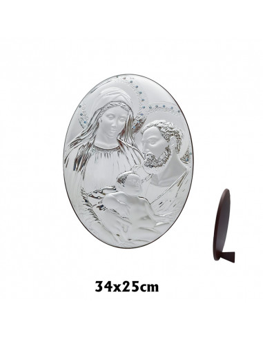 Icono Plata Virgen Con Niño Oval 25 X...
