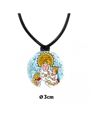 Colgante Cristal 3cm Virgen Covadonga Hecho A Mano Con Cordon