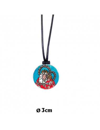 Colgante Cristal 3. 5cm Virgen Del Pino Hecho A Mano Con Cordon