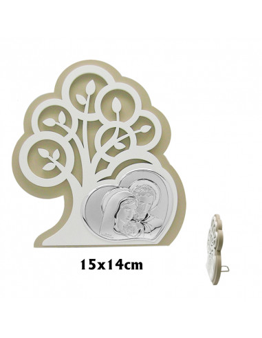 Icono Madera Y Plata 15X13 Arbol De...
