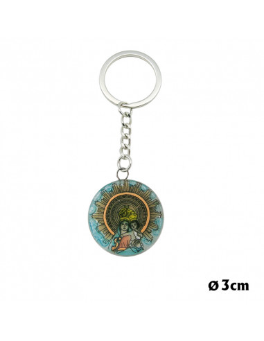 Llavero Cristal 3. 5cm Virgen Del Pilar De Zaragoza Hecho A Mano
