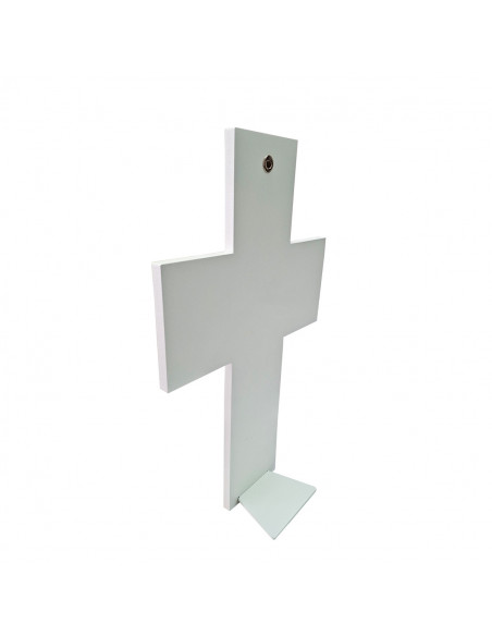 Icono Plata Crucifijo Con Escenas Doradas 52 X 31Cm Madera Blanca