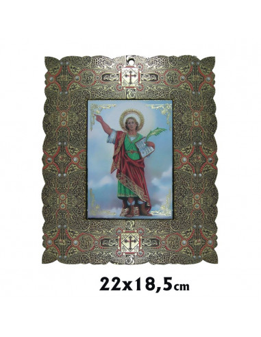 Icono Madera Pintado A Mano Cupula Decoracion Floral Virgen Gitana 60x40cm