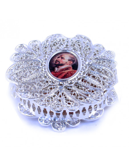 Caja Filigrana Tradicional Forma Flor Para Personalizar Con Rosario