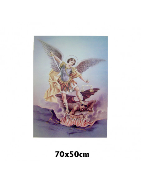 Cuadro Tela Estampada 70X50cm San Miguel Arcangel Fin