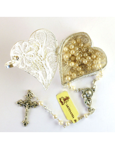 Caja Filigrana Tradicional Forma Corazon Alta Para Personalizar Con Rosario