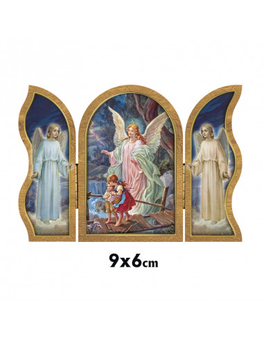 Icono Madera Pintado A Mano Fondo Tallado Y Borde Recto Sagrada Familia 32x44cm