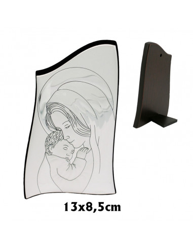 Icono Plata Virgen Con Niño 13X8. 5Cm...