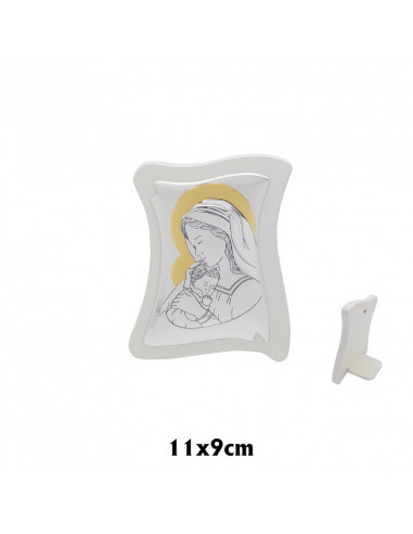 Icono Plata Virgen Con Niño 11 X 9Cm...