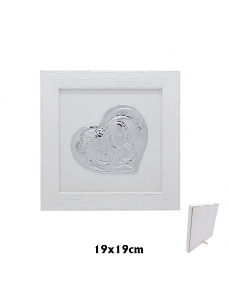 Icono Oval Plata Laminada Sobre Porcelana Blanca Sagrada Familia 12X9 Cm