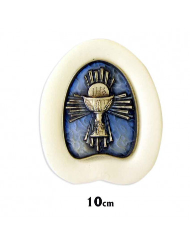 Placa Primera Comunion Oval Con Reborde Piel Blanca 10cm