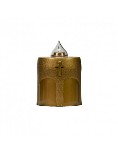 Velon A Pilas Oval Dorado Luz Intermitente Con Cruz Dorada