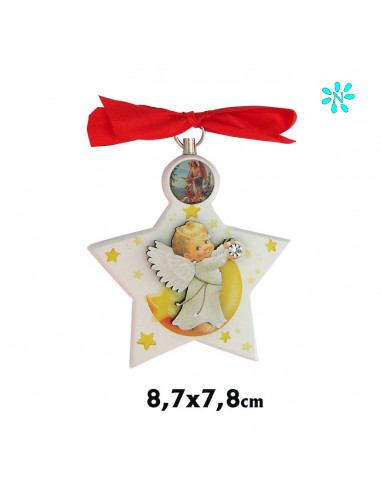 Medalla Cuna Metacrilato 14. 5x12. 5cm Angelito Llevando Carrito Rosa