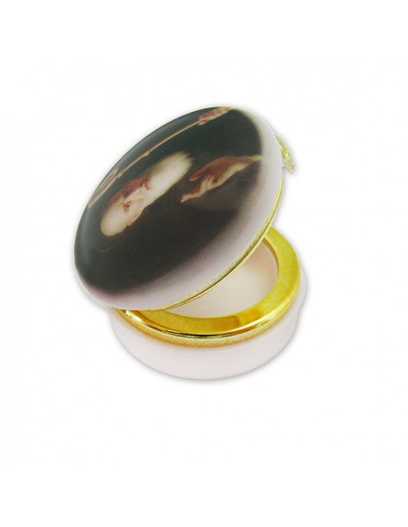 Caja Redonda Con Foto Primera Comunion Acabado Nacar