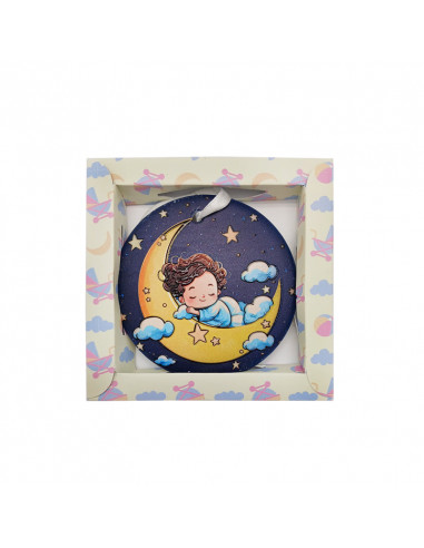 Placa Coche Oval San Cristobal relieve con esmalte azul 33x25mm