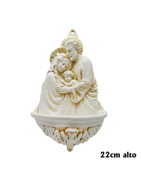 Benditera Marmolina 21X12cm Sagrada Familia Blanca Y Dorada