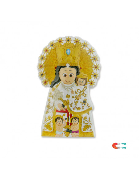 Caja Redonda Con Foto Virgen Del Carmen Acabado Nacar