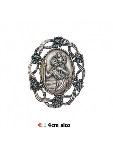 Placa Coche borde floral San Cristobal 4x3cm