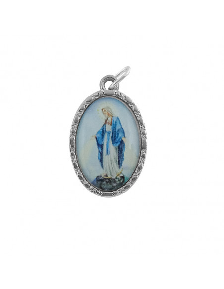 Caja Redonda Con Foto Corazon De Jesús Acabado Nacar