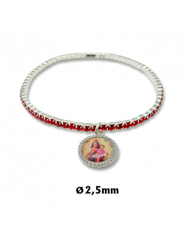 Pulsera Cuerda San Benito Con Medallas Metal 9mm Roja Y Colores Surtidos