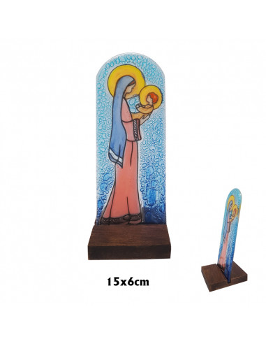 Colgante Cristal 3cm Virgen Neocatecumenal Hecho A Mano Con Cordon