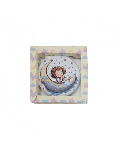 Medalla Cuna Redonda Resina 7cm Niño...